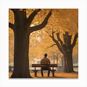 Man Sitting On A Bench Canvas Print