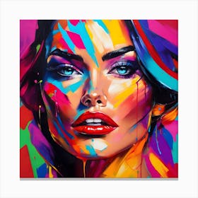 Sdxl 09 A Painting Of A Woman With Bright Colors On Her Face N 2 Upscaled Upscaled Canvas Print
