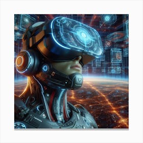 Futuristic Man With Vr Headset Canvas Print