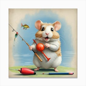 Hamster Fishing 19 Canvas Print