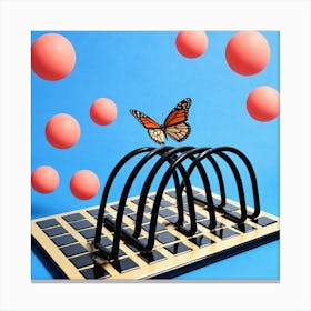 Butterfly On A Chess Board 12 Canvas Print