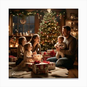 Family Christmas Portrait Canvas Print