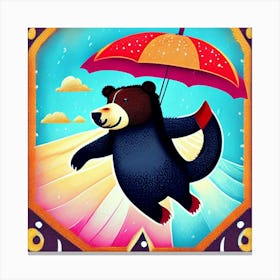 Bear In The Rain Canvas Print