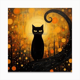 Black Cat In The Forest 1 Canvas Print