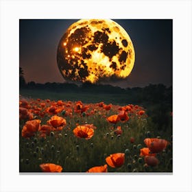 Full Moon Over Poppies Canvas Print