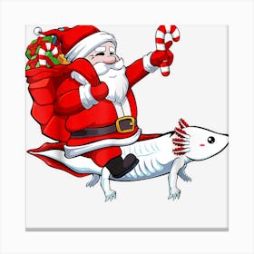 Santa Riding Axolotl Christmas Pajama Cute Animal X Mas Canvas Print