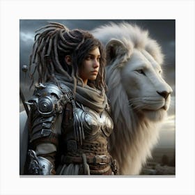 Warrior And A Lion Canvas Print