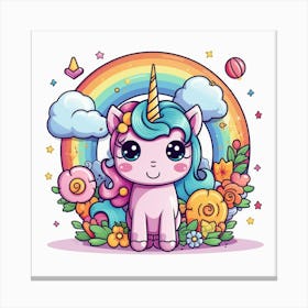 Unicorn With Rainbow Mane 56 Canvas Print