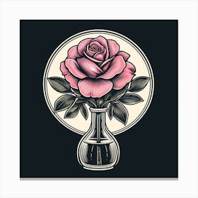 Pink Rose In A Vase 1 Canvas Print