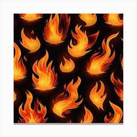 Flames On Black Background 31 Canvas Print