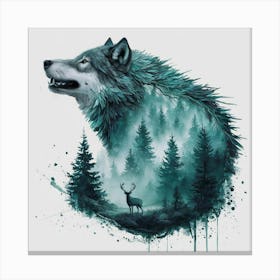 Wolf In The Forest Canvas Print