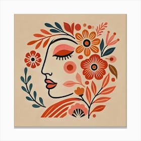 woman portrait with flower head crown Canvas Print