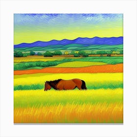 Countryside Serenity The Heart of the Farm Horse In Field Canvas Print