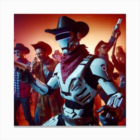 Robots And Cowboys Canvas Print