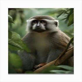 Monkey In The Forest Canvas Print