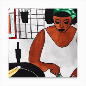 Woman Cooks Canvas Print