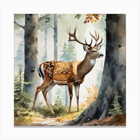 Deer In The Woods 77 Canvas Print