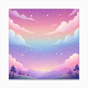 Sky With Twinkling Stars In Pastel Colors Square Composition 51 Canvas Print