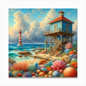 Lighthouse On The Beach Canvas Print