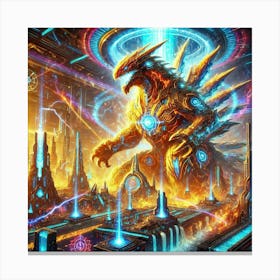 A Vivid Depiction Of The Kaiju Booster Fields Abil Retry Canvas Print