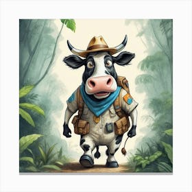 Cow In The Jungle 1 Canvas Print