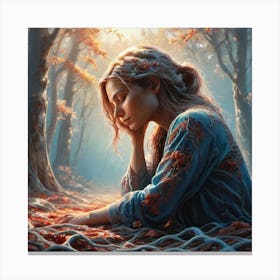 Girl In The Woods 8 Canvas Print