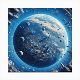 Futuristic Earth In Space Canvas Print