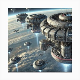 A Futuristic Scene Of The Exosphere Outposts Canvas Print