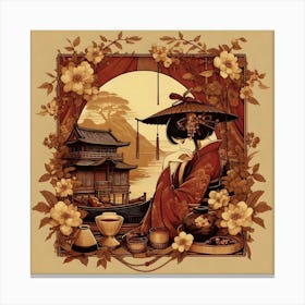 Japan Traditional Geisha Illustration By Ad 94 Canvas Print