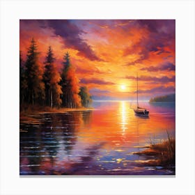 Sunset On The Lake 1 Canvas Print