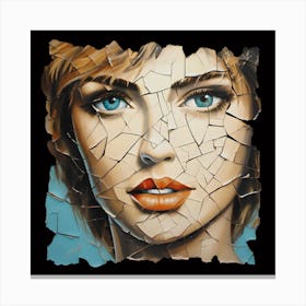 A Contemporary Twist Modern Fresco Portrait With Cracked Broken Effect Canvas Print