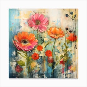 Vintage Bright Flowers 6 Canvas Print