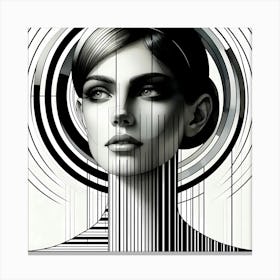 Women Head - Abstract Line Art Illustration 262 Canvas Print