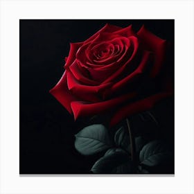 Red Rose On Black Background 4 Canvas Print