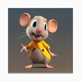 Cute Mouse In A Yellow Jacket Illustration Canvas Print
