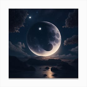 Dreamshaper V7 A Starry Nightscape With A Bright Moon In The S 1 Canvas Print