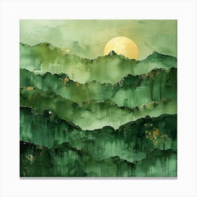 Chinese Landscape Painting in Green - abstract art, abstract painting  city wall art, colorful wall art, home decor, minimal art, modern wall art, wall art, wall decoration, wall print colourful wall art, decor wall art, digital art, digital art download, interior wall art, downloadable art, eclectic wall, fantasy wall art, home decoration, home decor wall, printable art, printable wall art, wall art prints, artistic expression, contemporary, modern art print, Canvas Print
