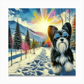 Dog In The Snow 3 Canvas Print