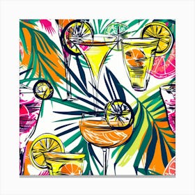 Seamless Pattern With Tropical Drinks 2 Canvas Print