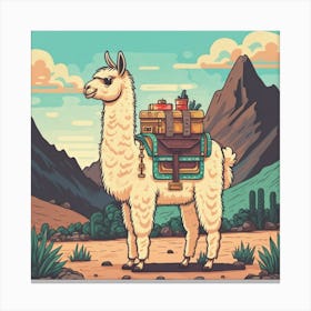 Llama With Luggage Canvas Print