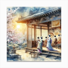 Japan Traditional Geisha Illustration By Ad 18 Canvas Print