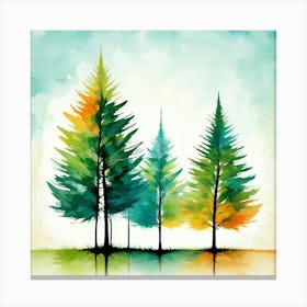 Watercolor Trees Canvas Print