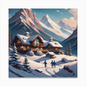 Snowy Alpine Retreat Canvas Print