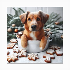 Dog in Bowl Canvas Print