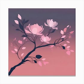 Branch with pink flowers Canvas Print
