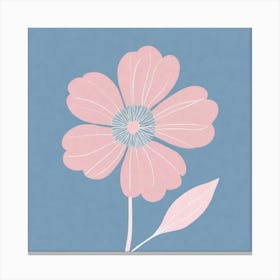 A White And Pink Flower In Minimalist Style Square Composition 595 Canvas Print