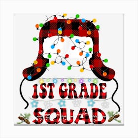 1st First Grade Squad Xmas Teacher Christmas Santa Hat Light Canvas Print