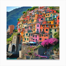 Cinque Terre Italy A Vibrant 10 Canvas Print