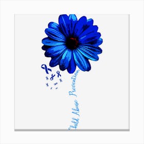 Child Abuse Awareness Beautiful Flower Blue Ribbon Canvas Print