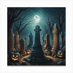 Halloween Cemetery Canvas Print